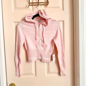NWT pink orange kiss crop hoodie